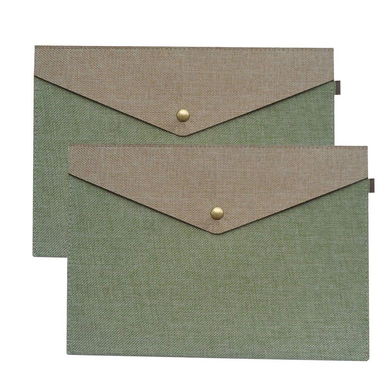 enyuwlcm Durable A4 File Folder Document Holder Portfolio Envelope Felt Folder Case with Snap Closure Set of 2 Green - Image 1
